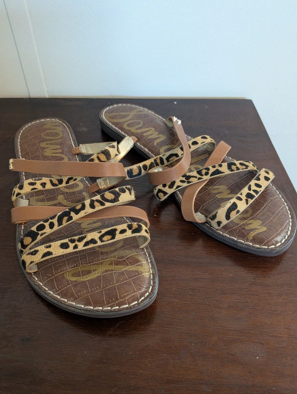 Sam Edelman Women's Leopard Print Brown Strappy Sandals Sz 10